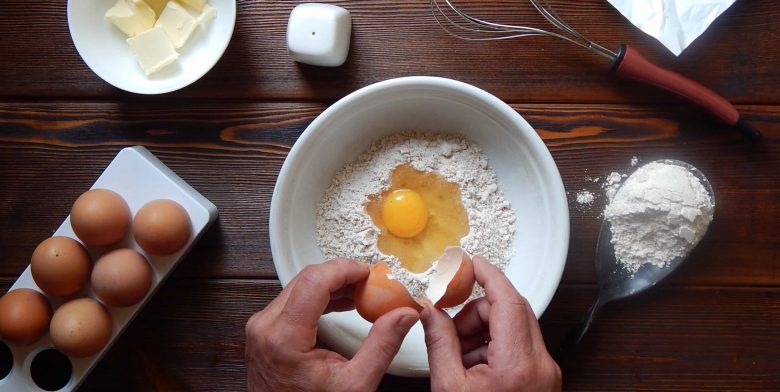 Baking with flour, egg and butter