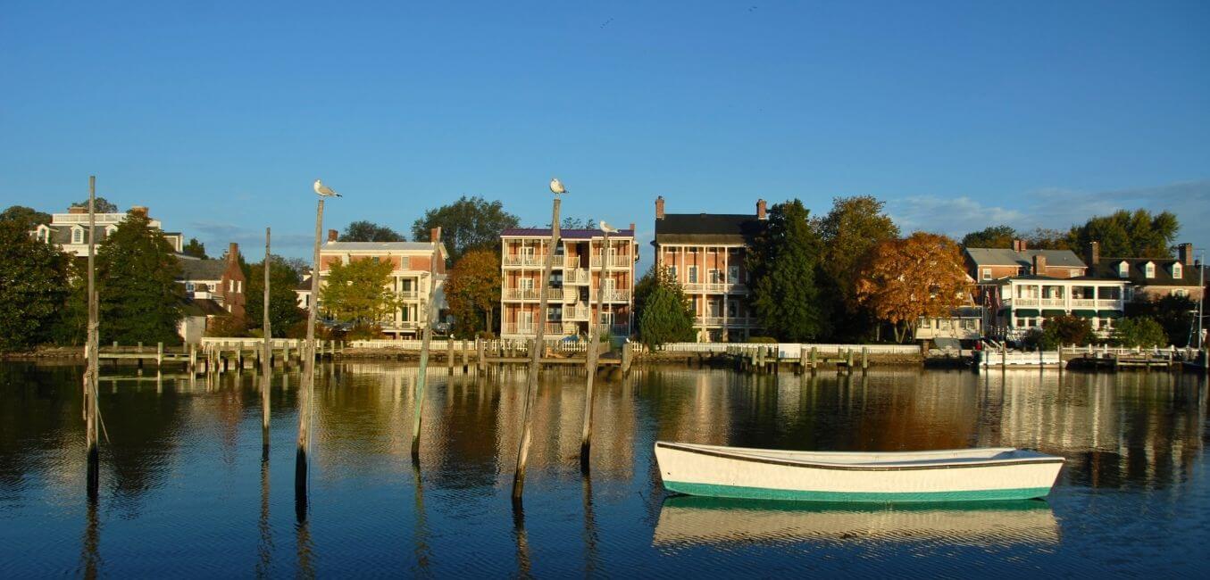 chestertown maryland downtown docks at sunrise