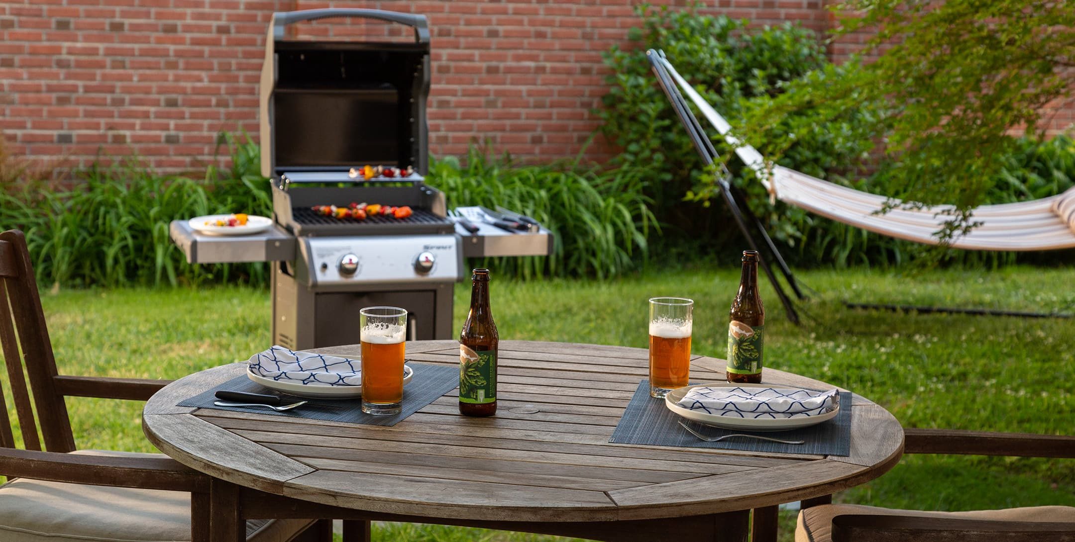 Outdoor grill and seating area