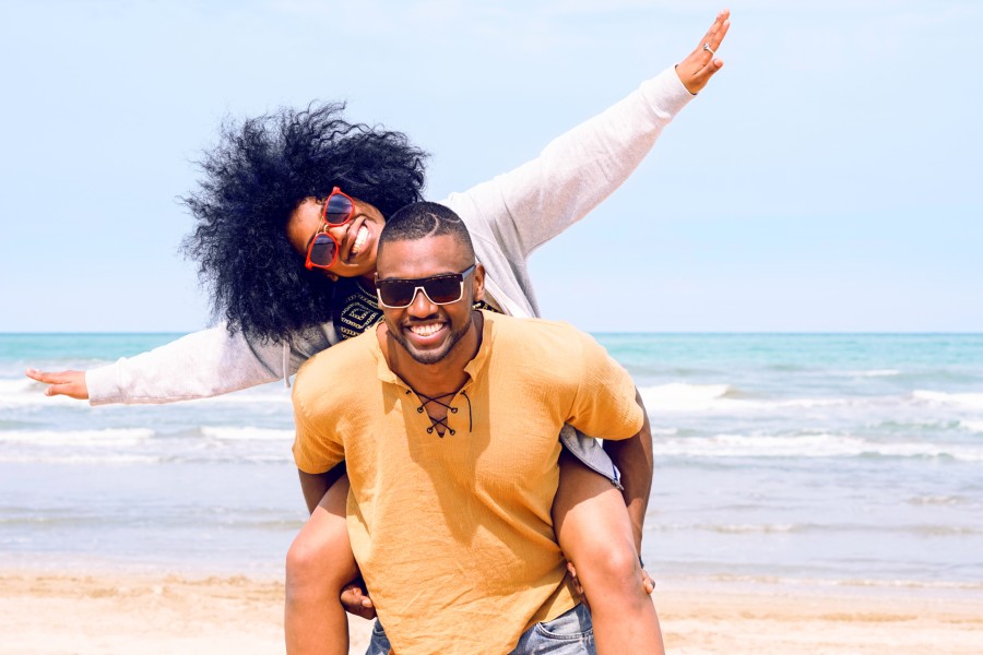 Couple on the beach on a vacation in Maryland