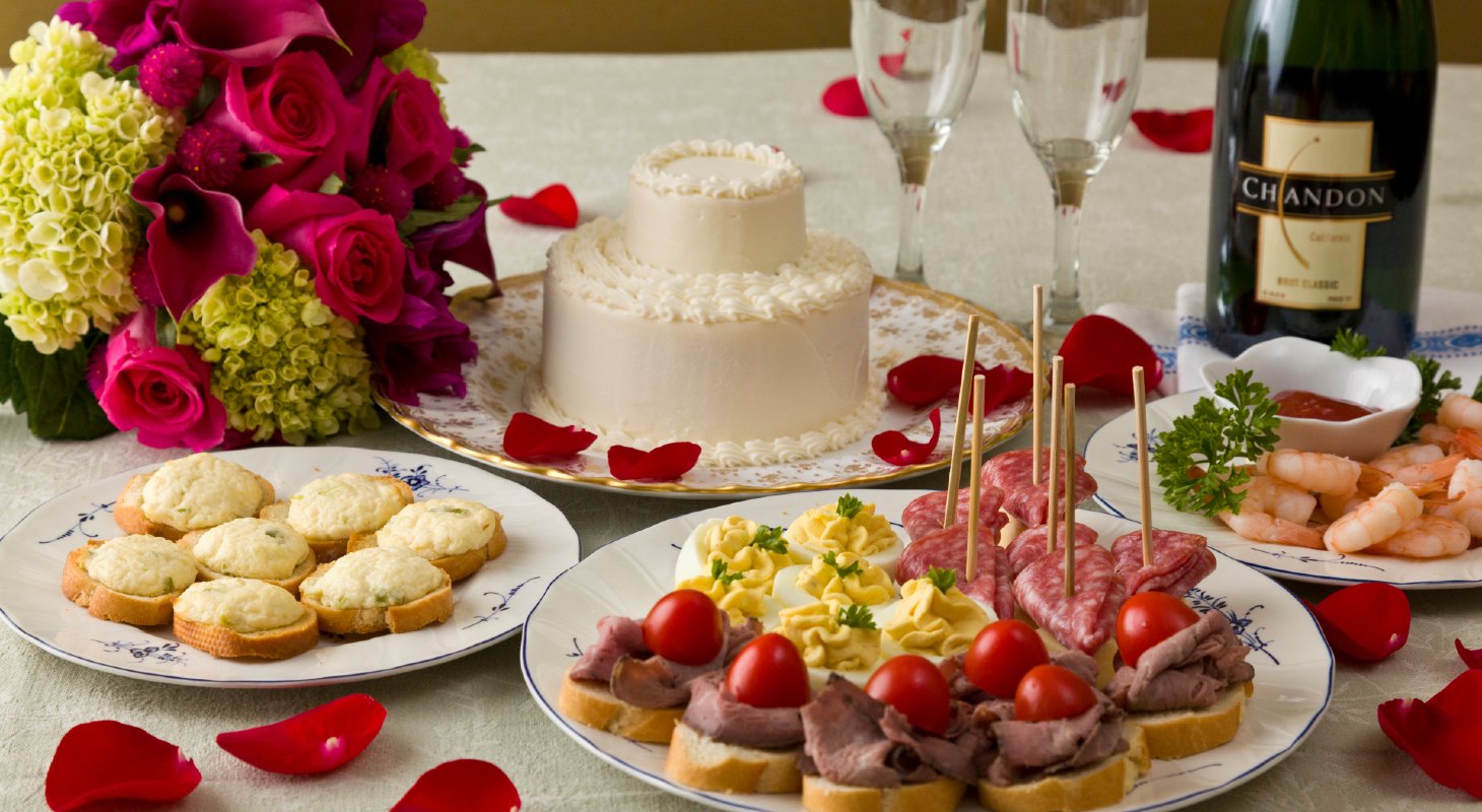 beautiful food spread at wedding