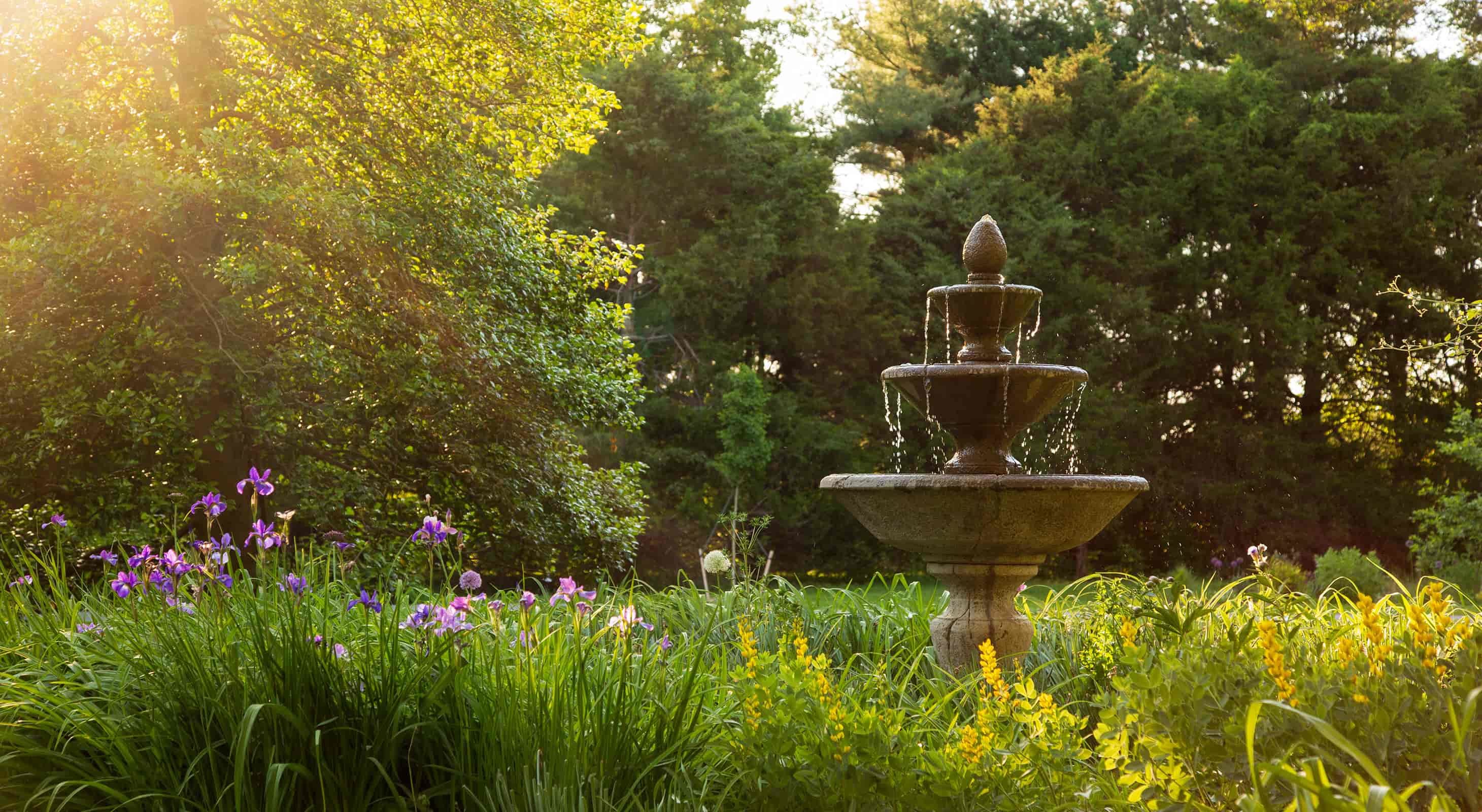 fountain in the garden at Brampton