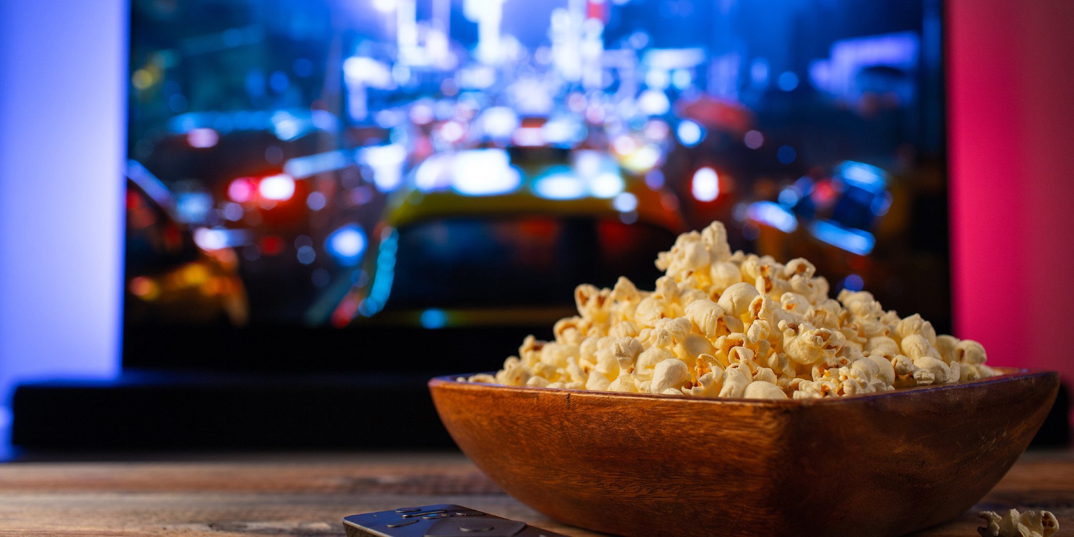 popcorn and TV in B&B room