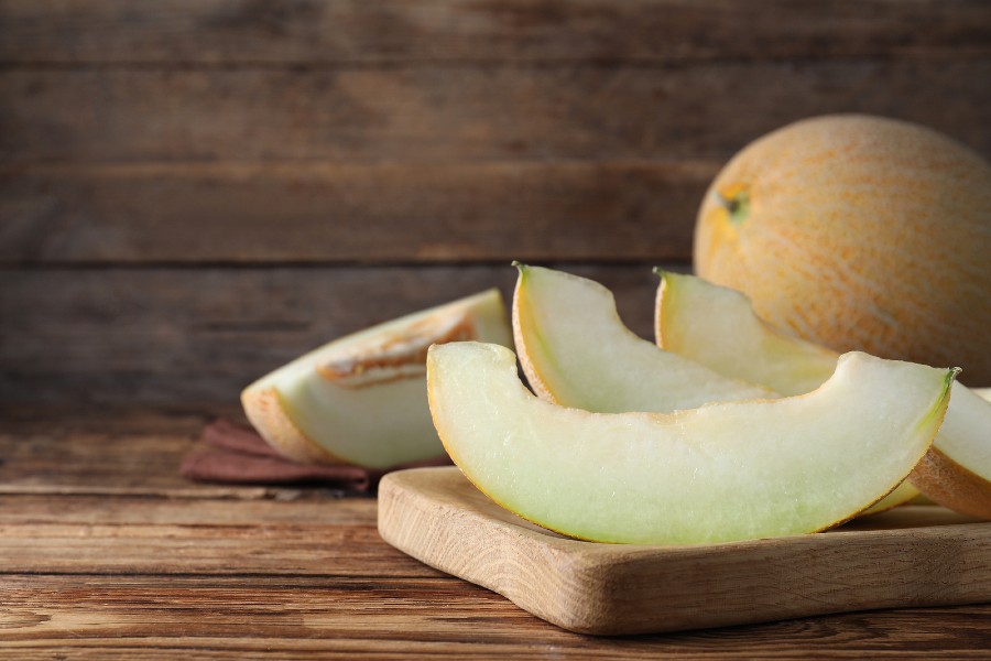 Fresh cut honeydew for our melon gazpacho recipe