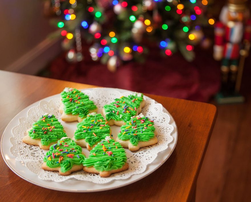 Christmas-tree-shaped sugar cookies