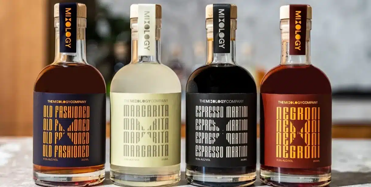 Mixology brand bottles of Premixed Cocktails