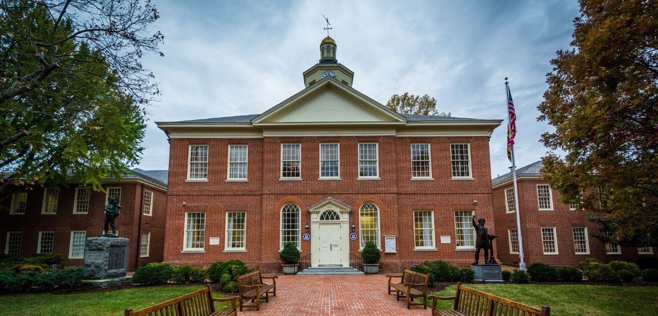 view of the front of the talbot county courthouse in easton md Adobe standard license by jonbilous 