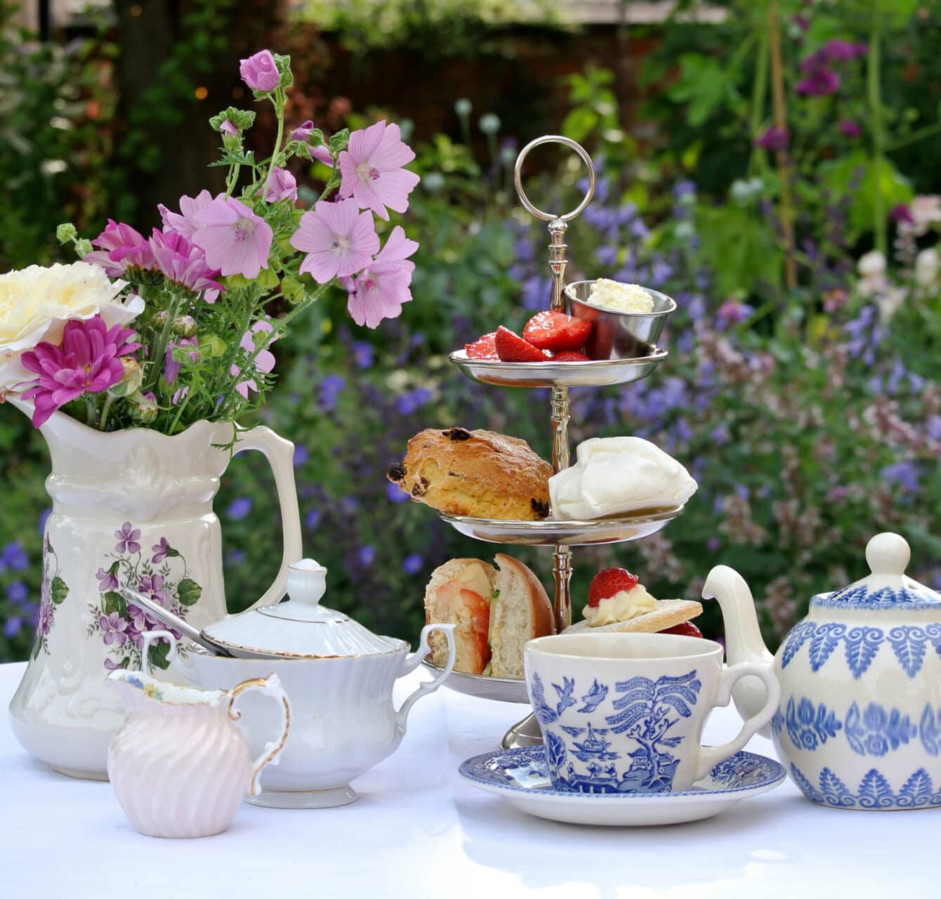 Table set for afternoon tea.