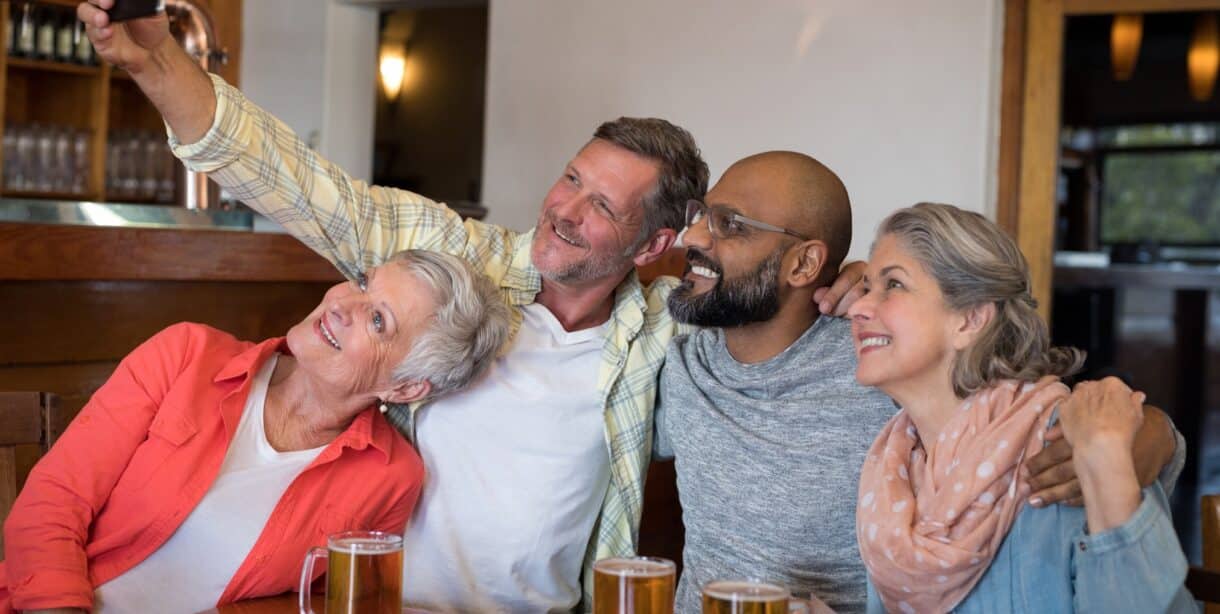 Traveling friends taking a selfie