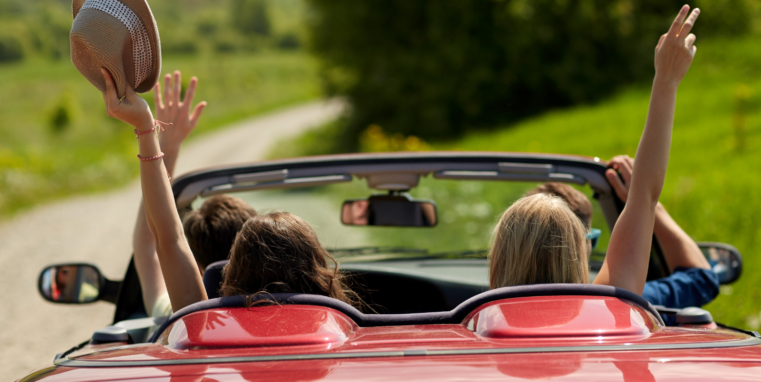 Friends enjoying a scenic drive through the Eastern Shore countryside near Chestertown, Maryland.